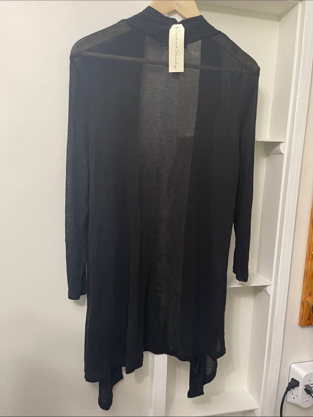 SPARKLED French Laundry NWT Black Open Front Cardigan Studded Longline Size M - Picture 11 of 12